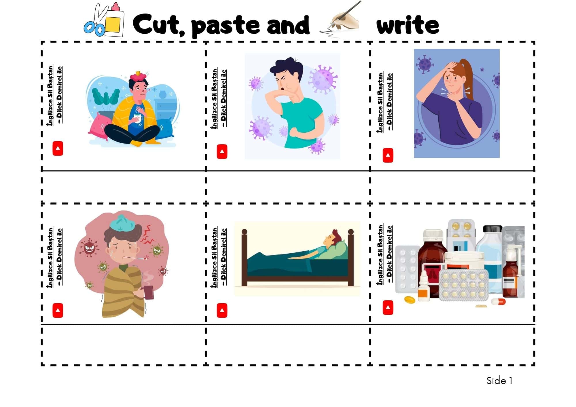 40 Adet Resimli Kelime Kartları (Sağlık ve Hastalıklar İle İlgili) - Görsel 3