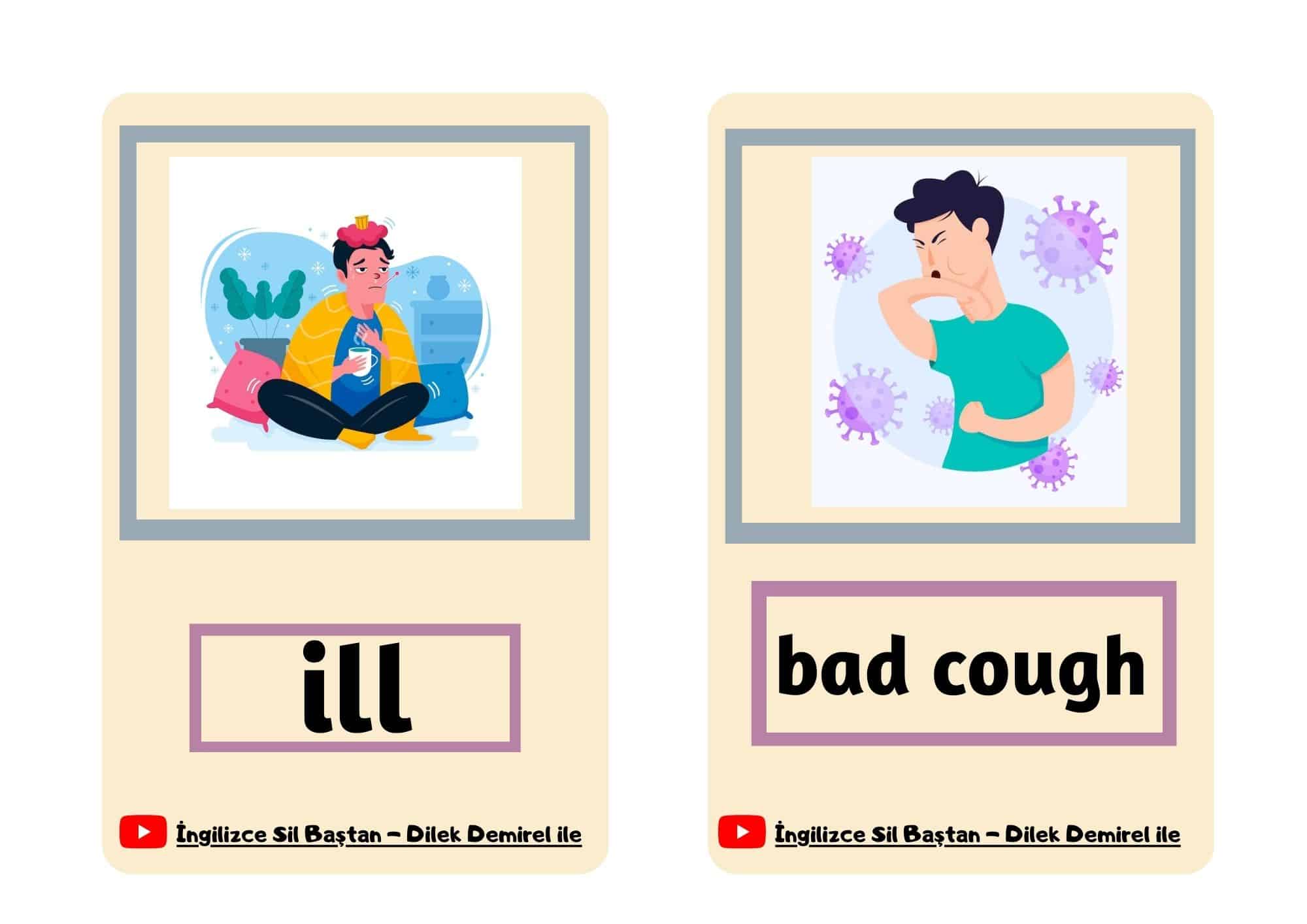 40 Adet Resimli Kelime Kartları (Sağlık ve Hastalıklar İle İlgili) - Görsel 4